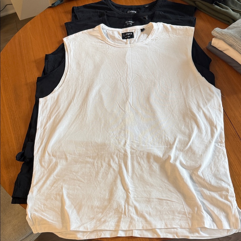 Cuts Clothing White and Black Men's Tank Tops